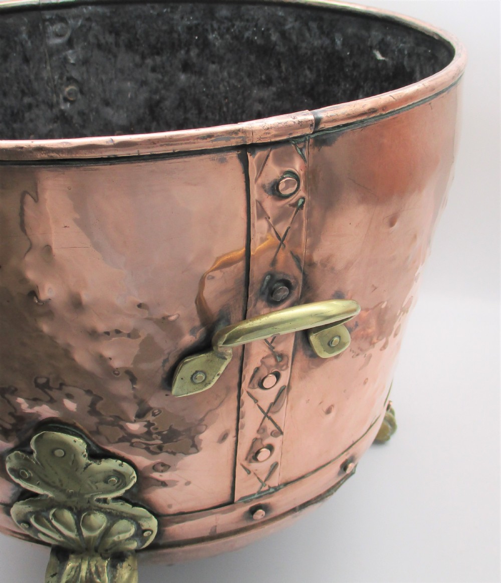 A Late 19th Century Copper & Brass Fireside Log Bucket View VIII