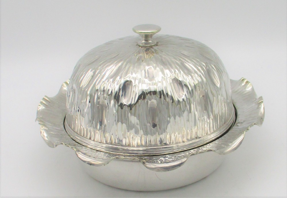 An Unusual Aesthetic Movement Silver Plated Muffin Dish