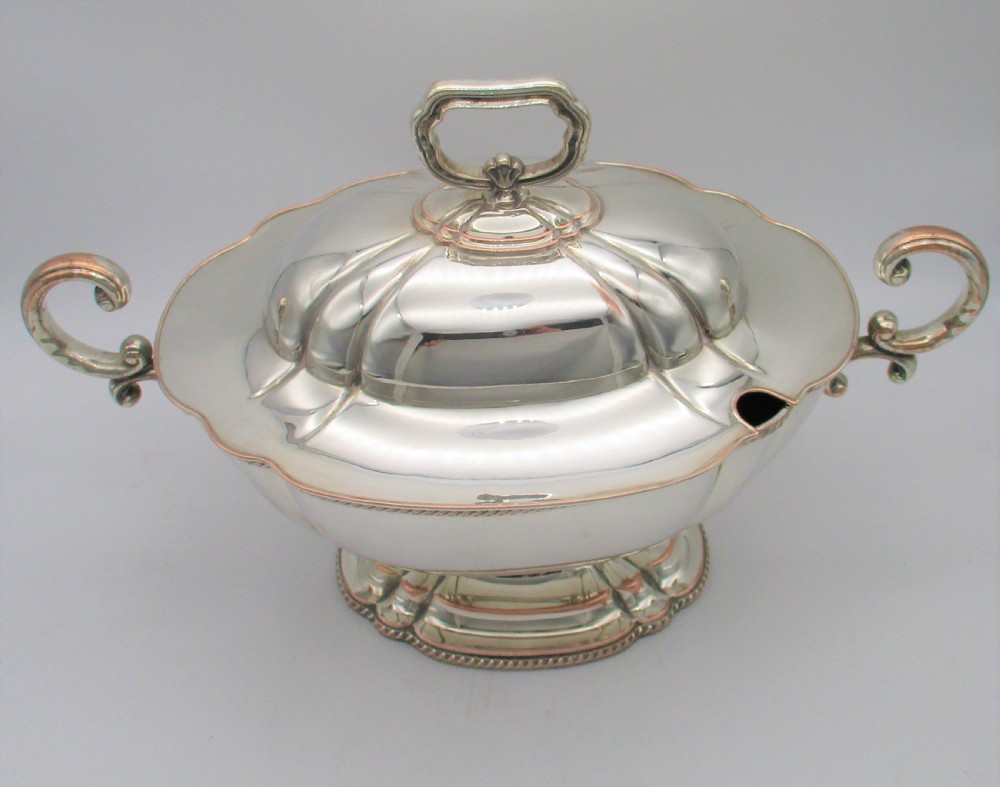A Fine 19th Century Silver Plated Soup Tureen in a Neo Classical Style View V