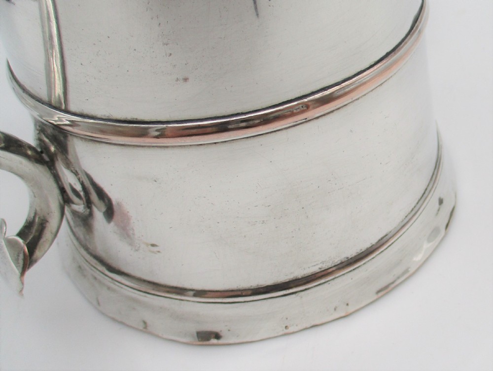 Rare Large Old Sheffield Plated Lidded Tankard c1780 View V