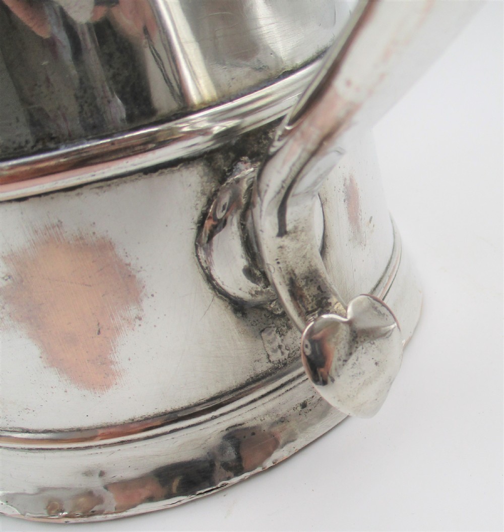 Rare Large Old Sheffield Plated Lidded Tankard c1780 View VI