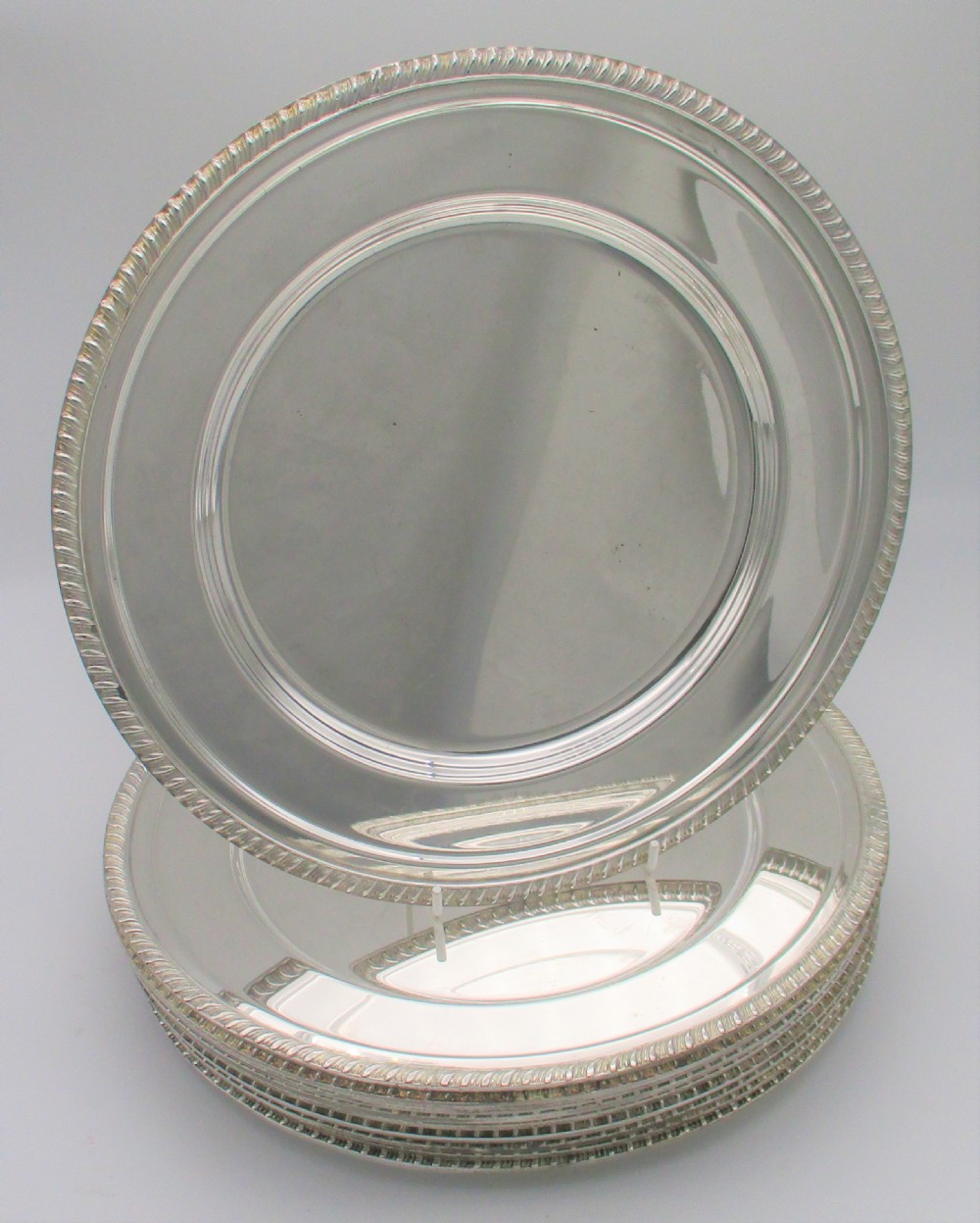 Rare Set of 12 Silver Plated Dinner Plates - 11