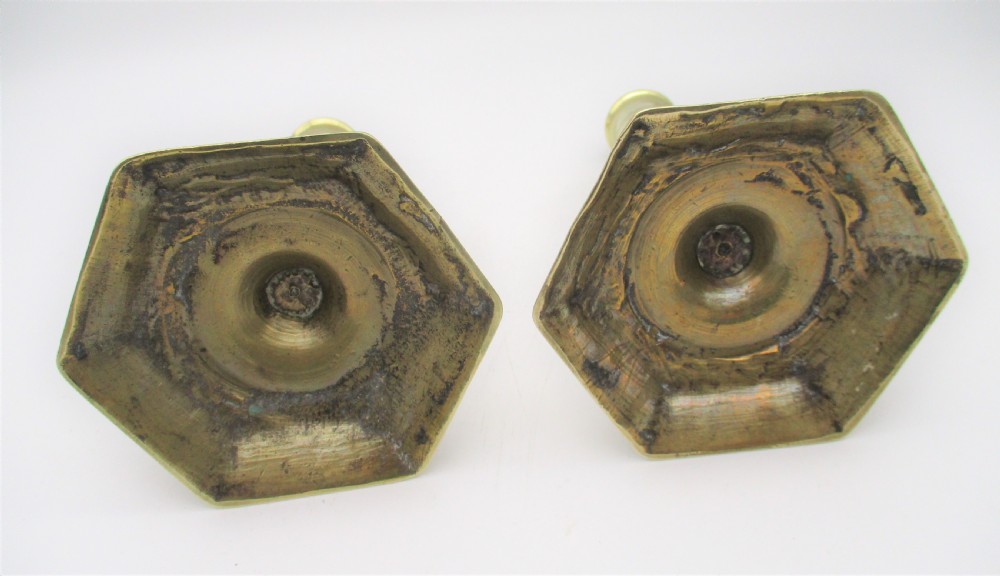 A Fine Pair of Small 18th Century Brass Candlesticks View VI