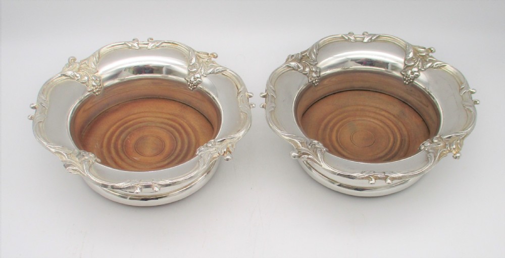 Fine Pair of 19th Century Silver Plated Wine Bottle Coasters