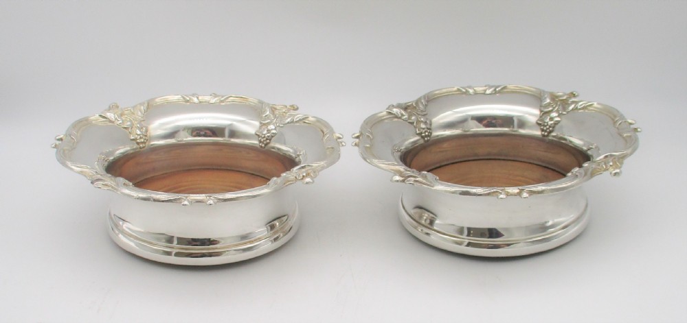 Fine Pair of 19th Century Silver Plated Wine Bottle Coasters View III