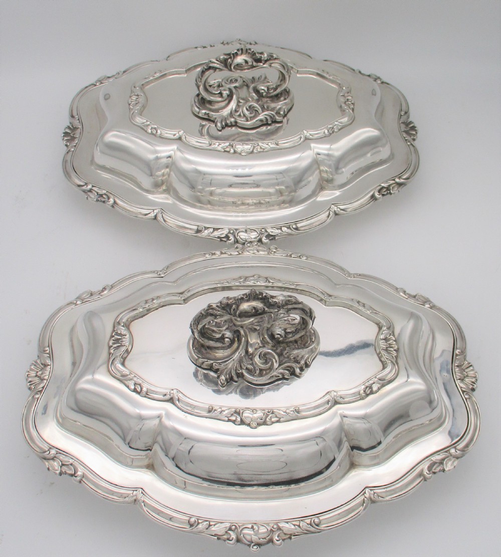 Fine Pair of 19th Century Silver Plated Serving Tureens View II