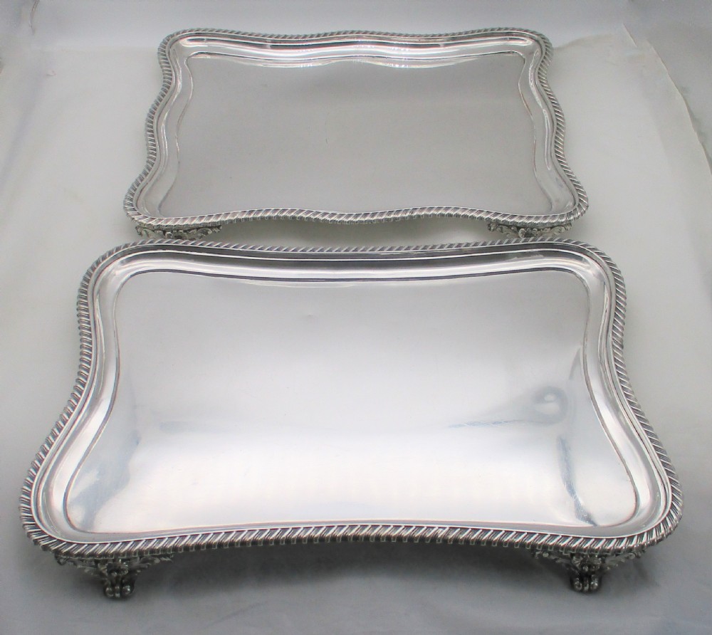 A Rare Pair of Old Sheffield Plated Serving Trays View II