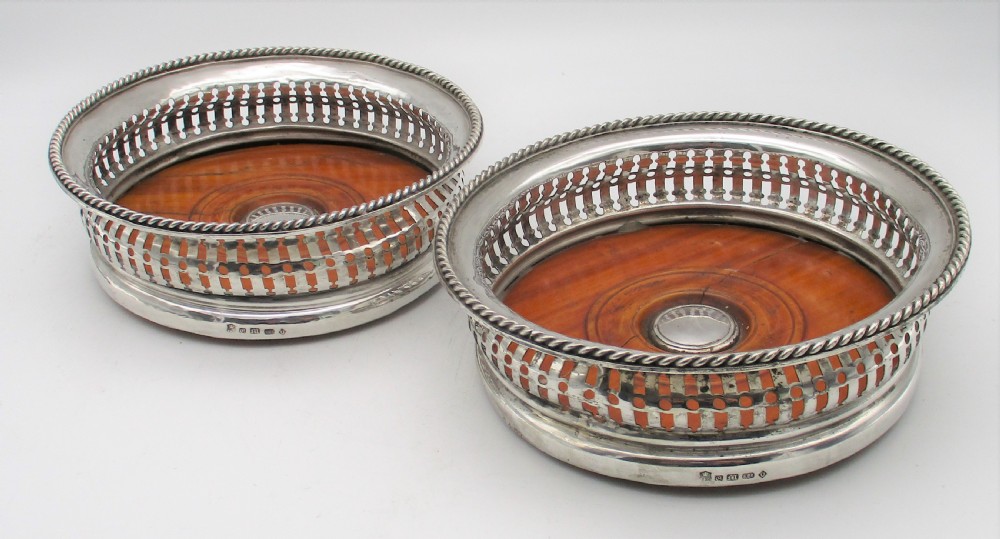 Elkington & Mason Pair of Silver Plated Wine Bottle Coasters 1859