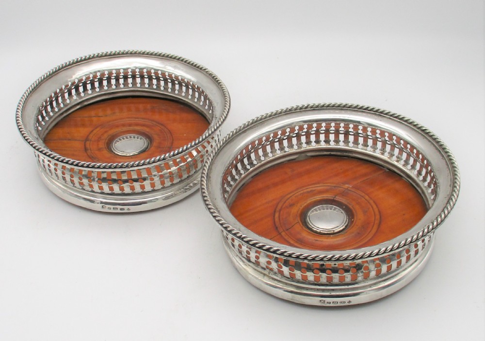 Elkington & Mason Pair of Silver Plated Wine Bottle Coasters 1859 View II