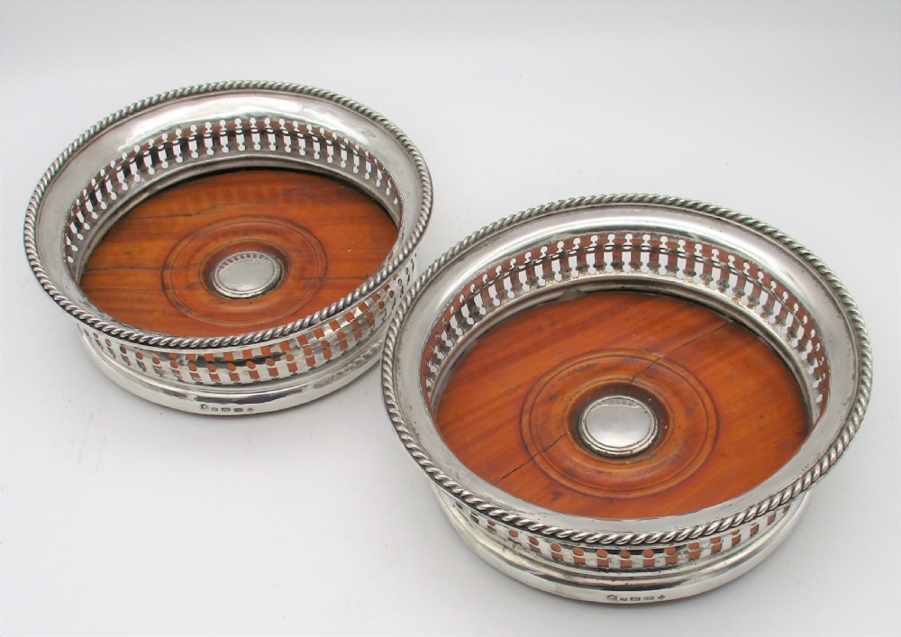 Elkington & Mason Pair of Silver Plated Wine Bottle Coasters 1859 View III