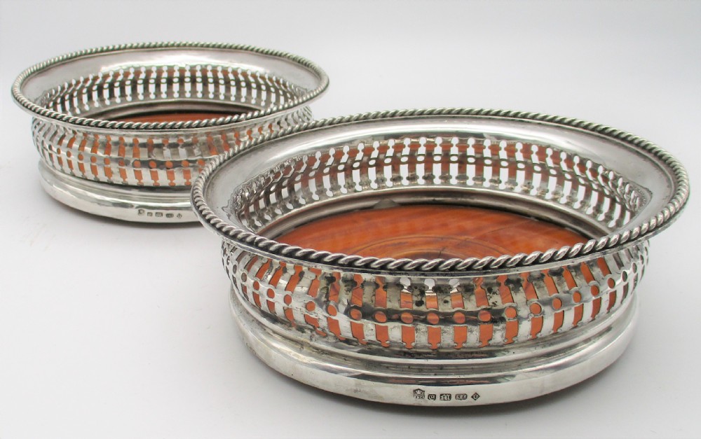 Elkington & Mason Pair of Silver Plated Wine Bottle Coasters 1859 View IV