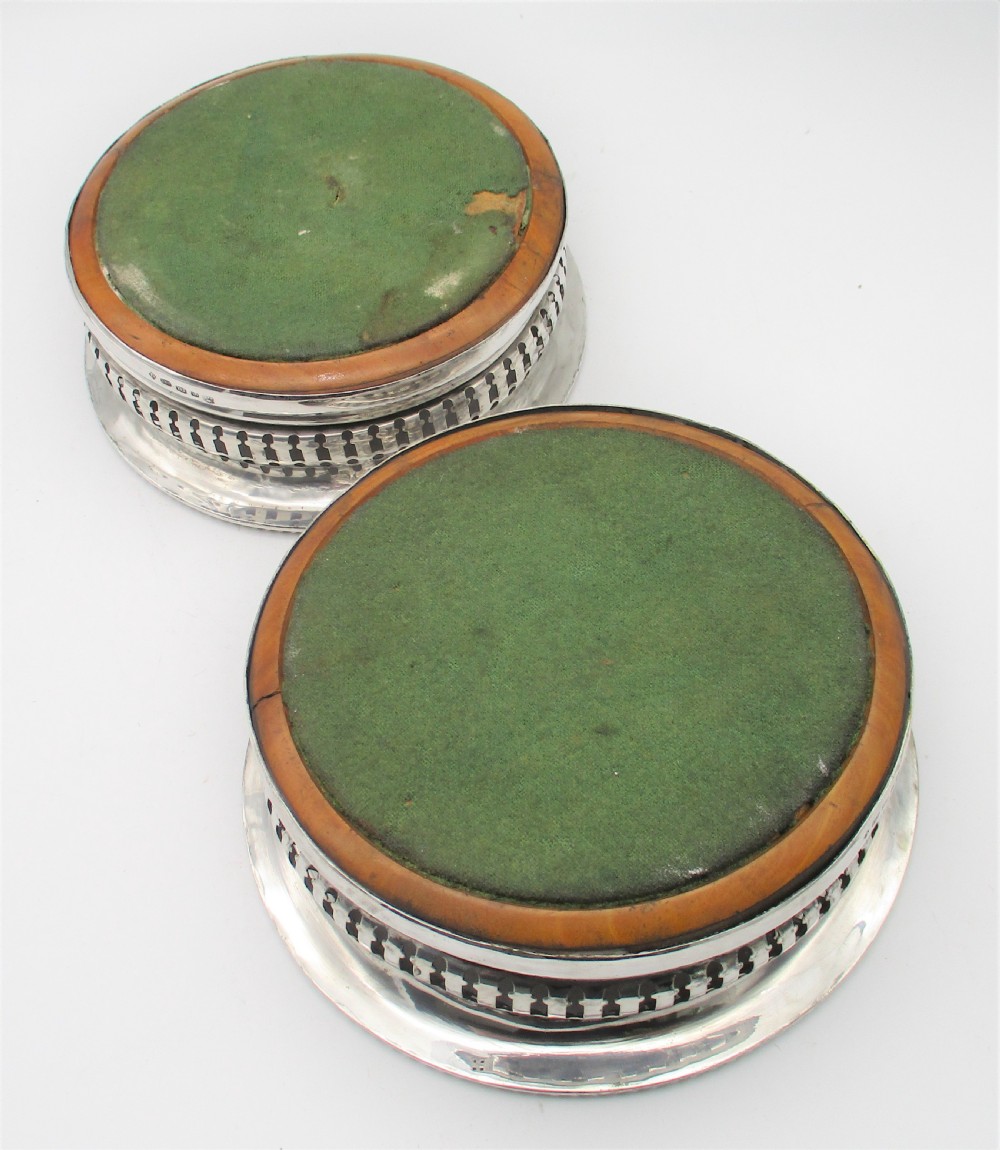 Elkington & Mason Pair of Silver Plated Wine Bottle Coasters 1859 View VIII