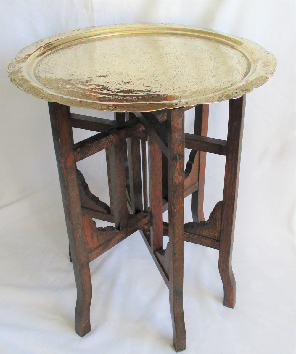 Fine Brass Benares Style Tray Top Folding Table