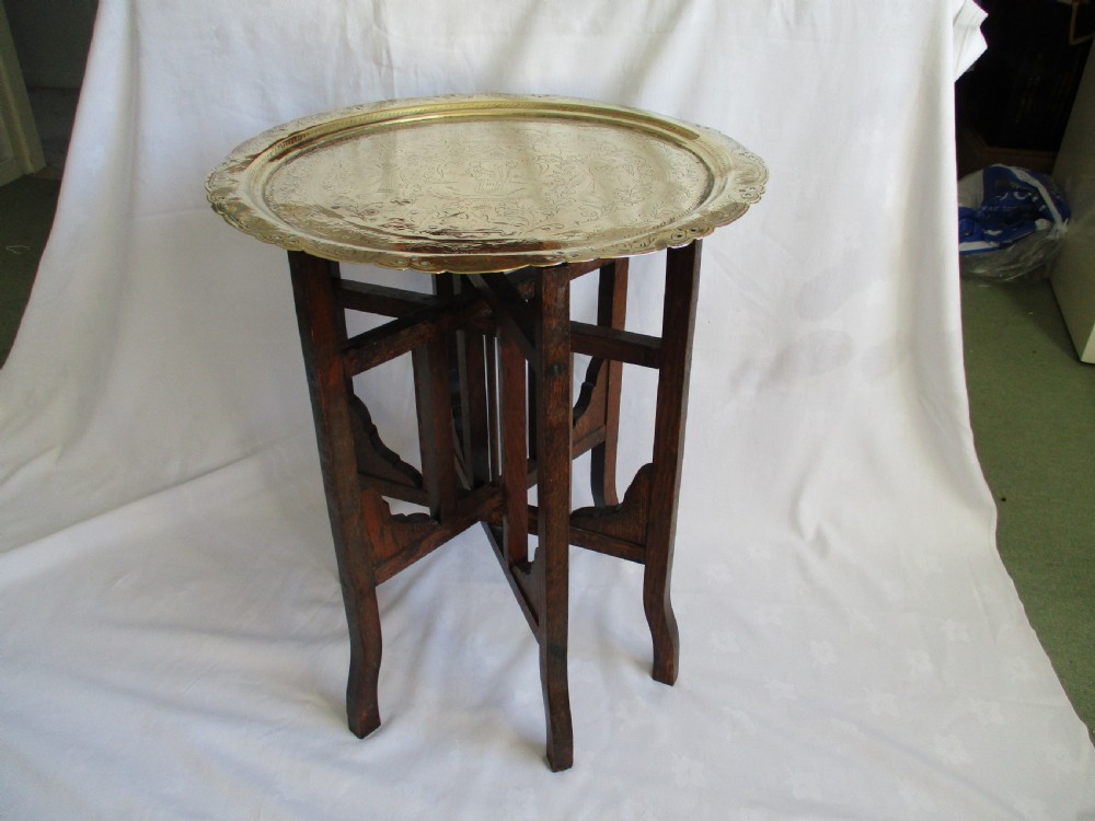 Fine Brass Benares Style Tray Top Folding Table View II