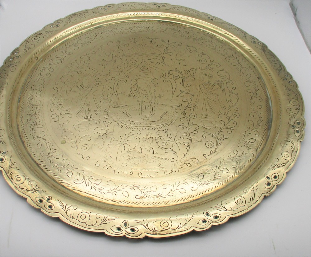 Fine Brass Benares Style Tray Top Folding Table View VI