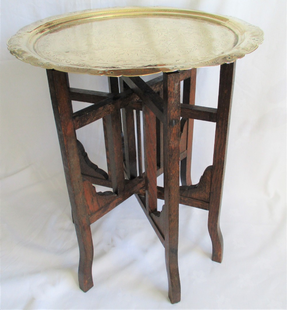 Fine Brass Benares Style Tray Top Folding Table View XII