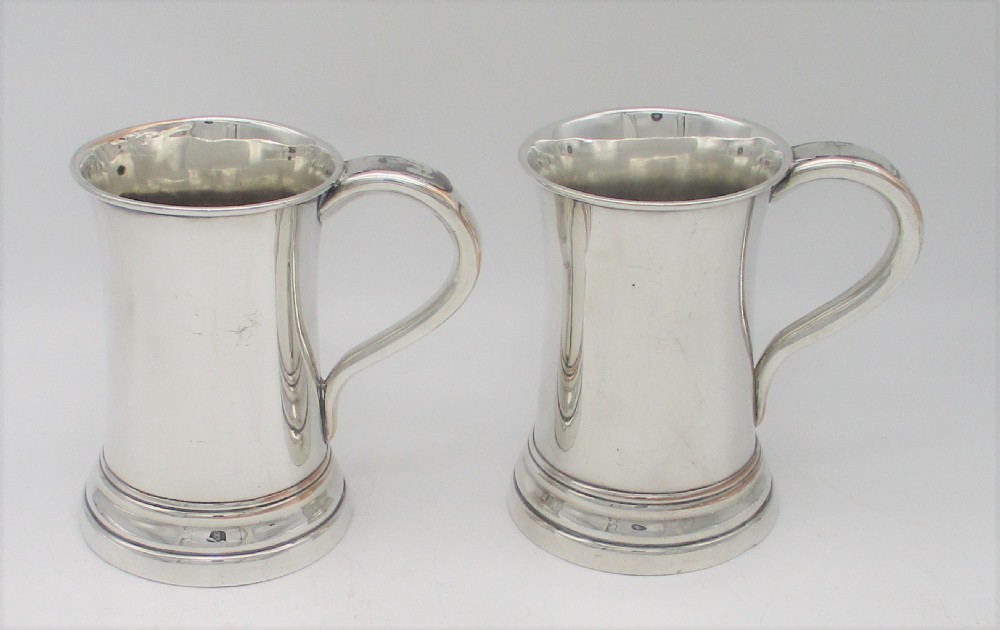 A Pair of Old Sheffield Plated Pint Tankards View II