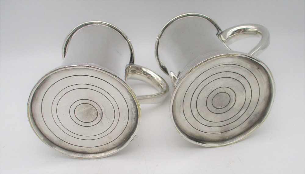 A Pair of Old Sheffield Plated Pint Tankards View V