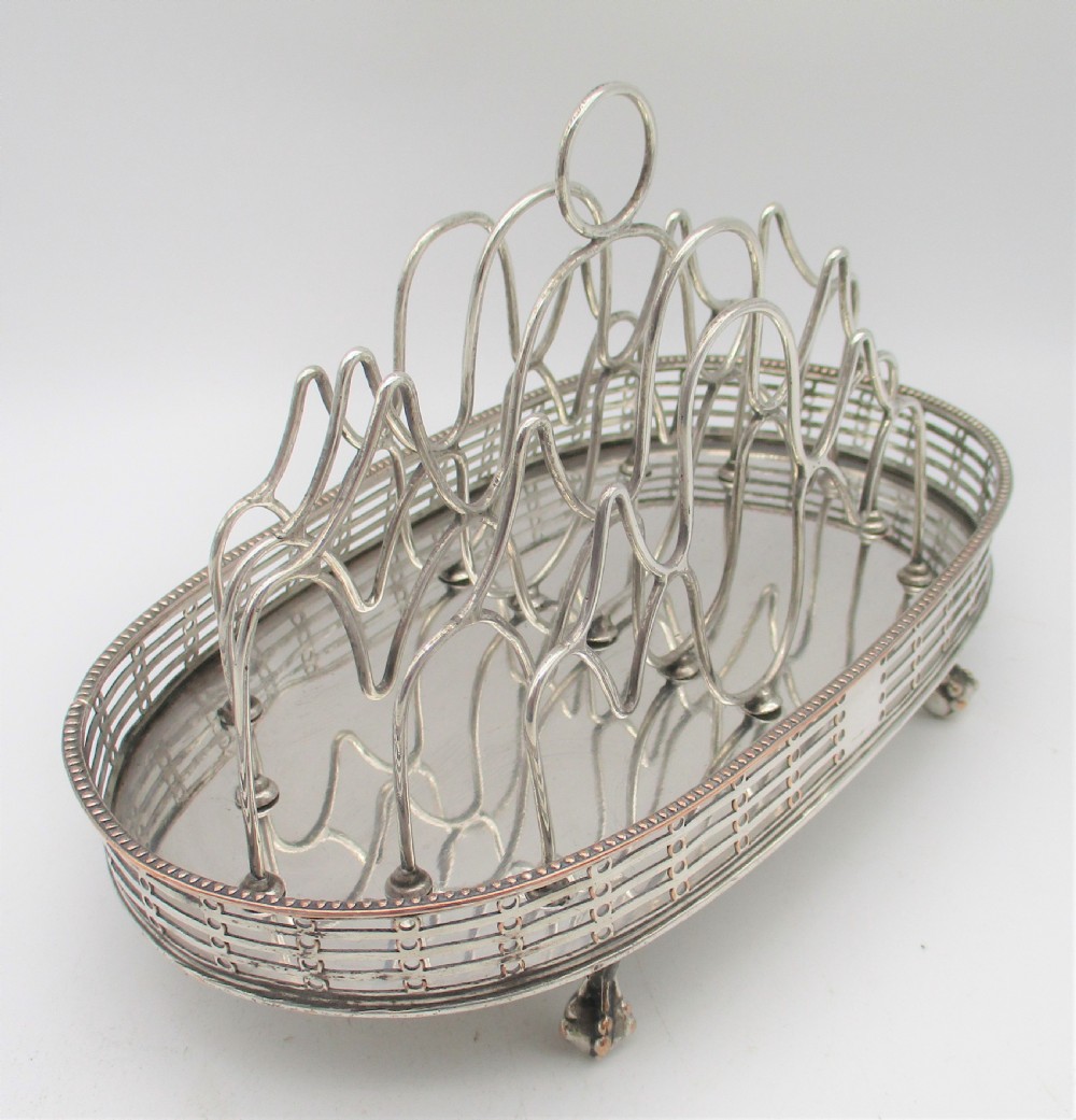 Georgian Old Sheffield Plated Wirework Toast Rack c1800 View V