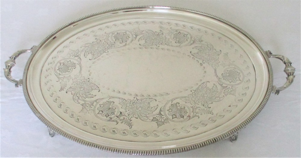 Very Large Ornate 19th Century Silver Plated Butler's Tray View II