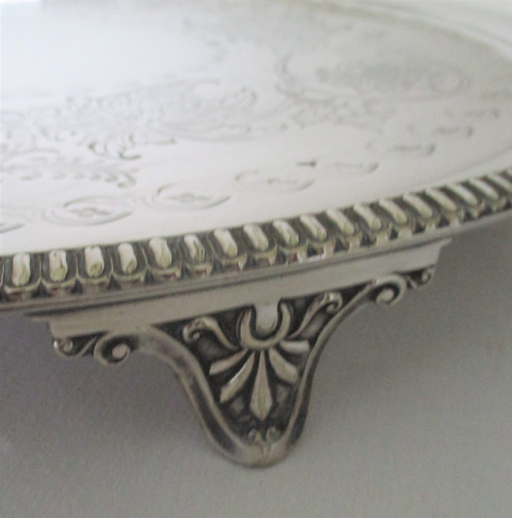 Very Large Ornate 19th Century Silver Plated Butler's Tray View III