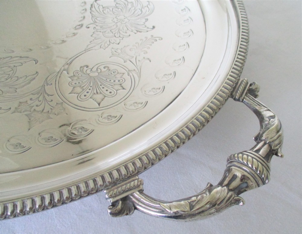 Very Large Ornate 19th Century Silver Plated Butler's Tray View IV