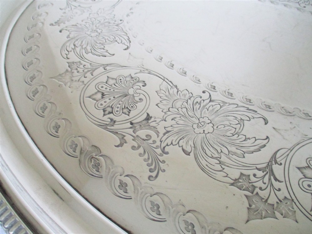 Very Large Ornate 19th Century Silver Plated Butler's Tray View VI