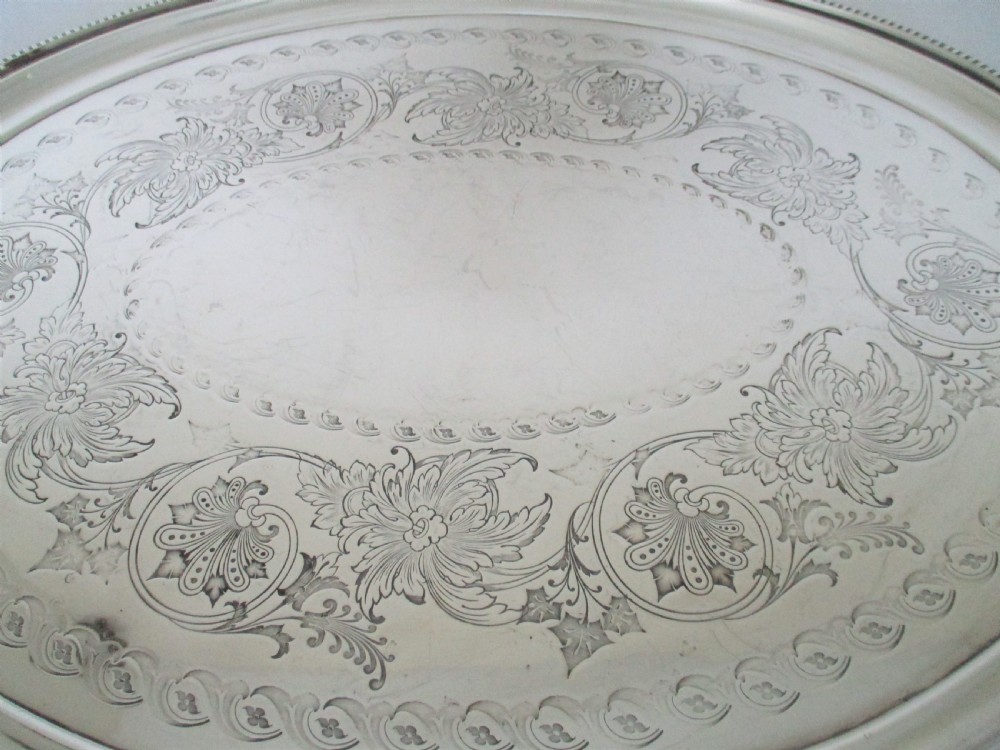 Very Large Ornate 19th Century Silver Plated Butler's Tray View VIII