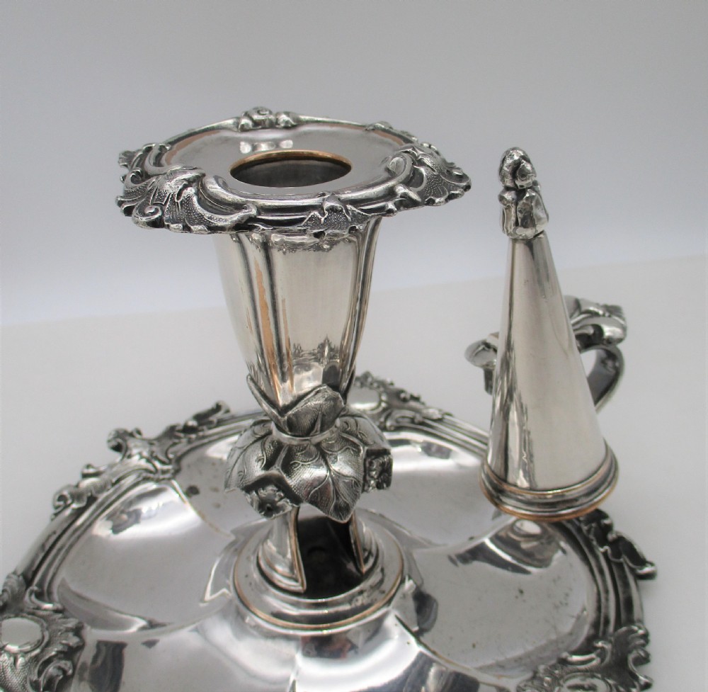 Old Sheffield Plated Chamber Candlestick by Dixons c1830 View IV