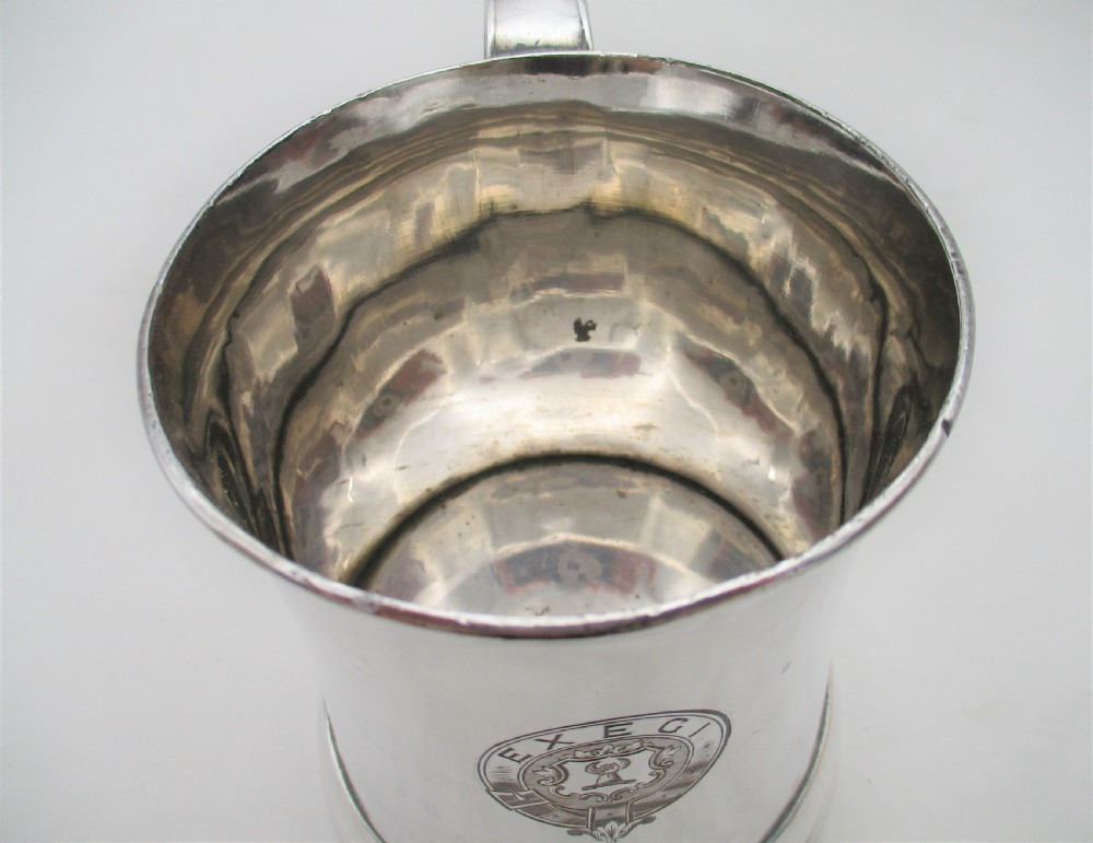 Old Sheffield Plated Pint Tankard with Baronet's Crest View V