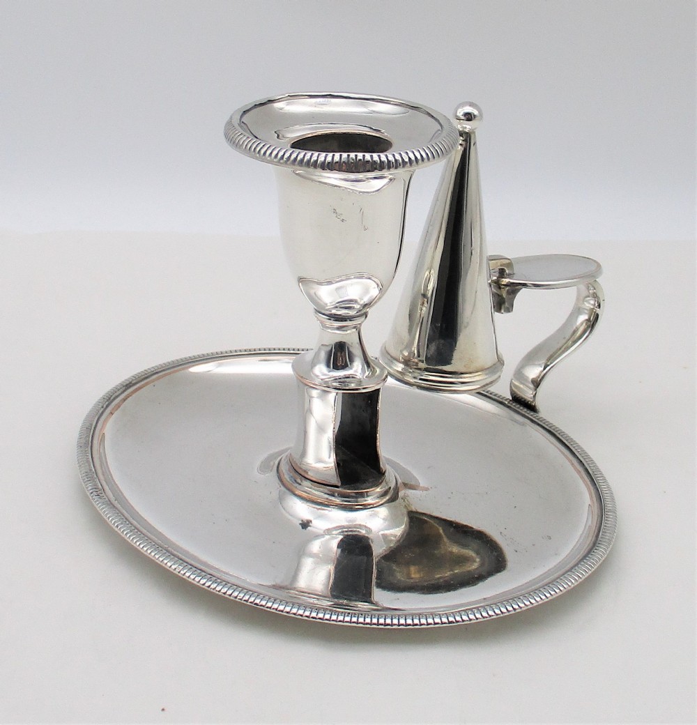 Oval Old Sheffield Plated Chamber Candlestick c1820-1830