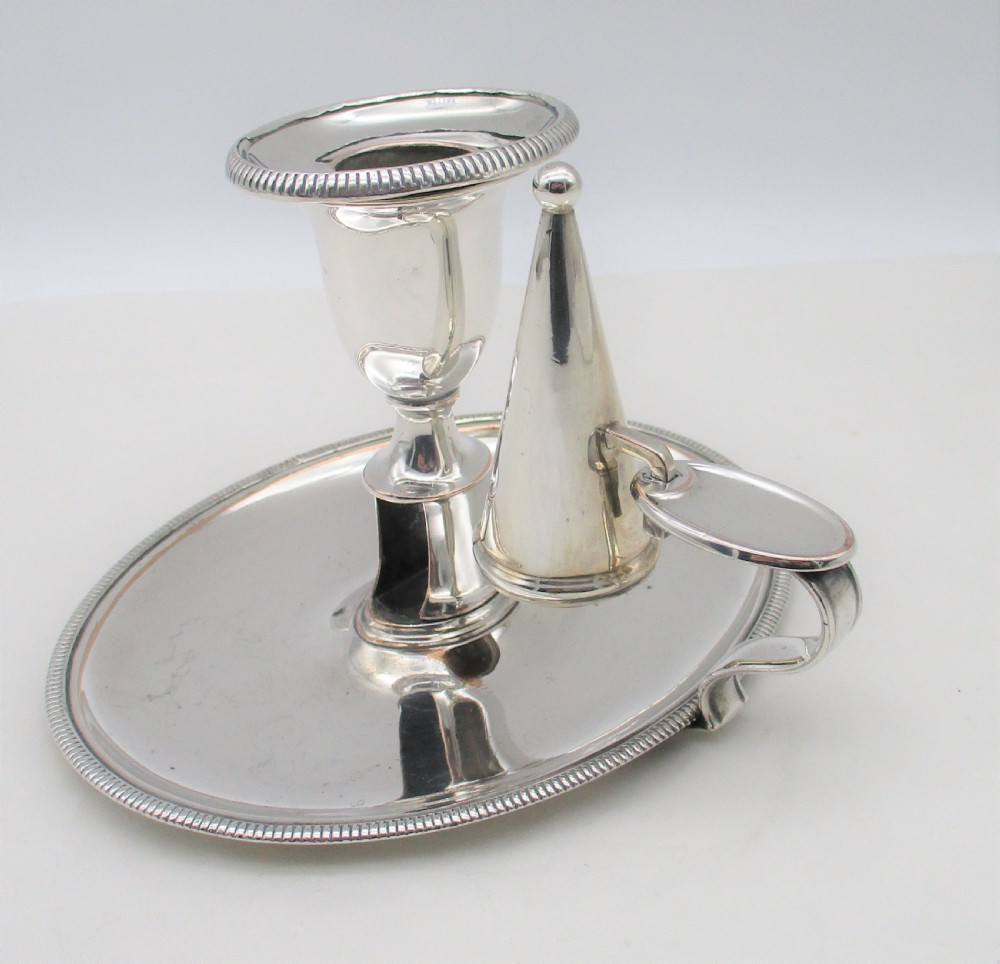 Oval Old Sheffield Plated Chamber Candlestick c1820-1830 View III