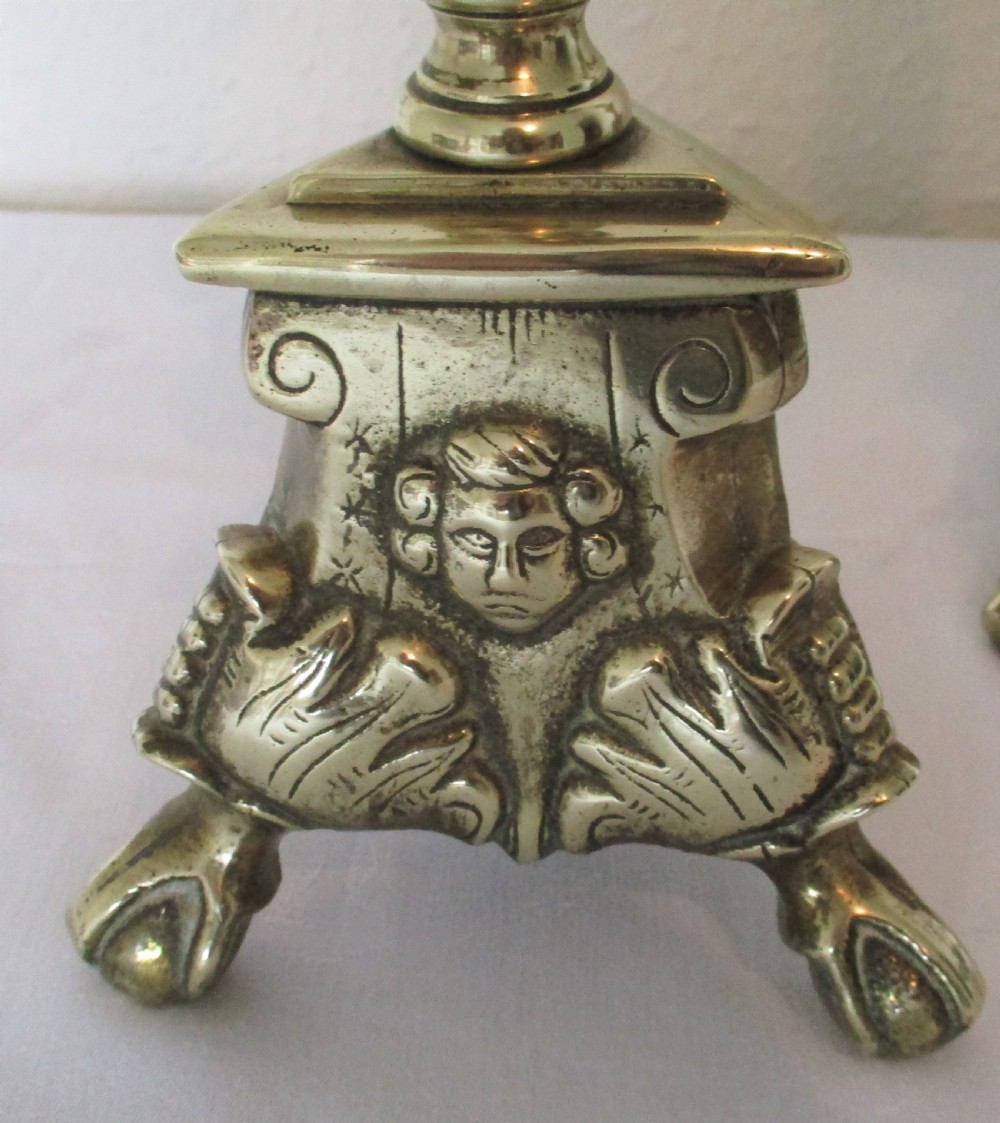 A Pair of Large Brass Church Candlesticks View IV