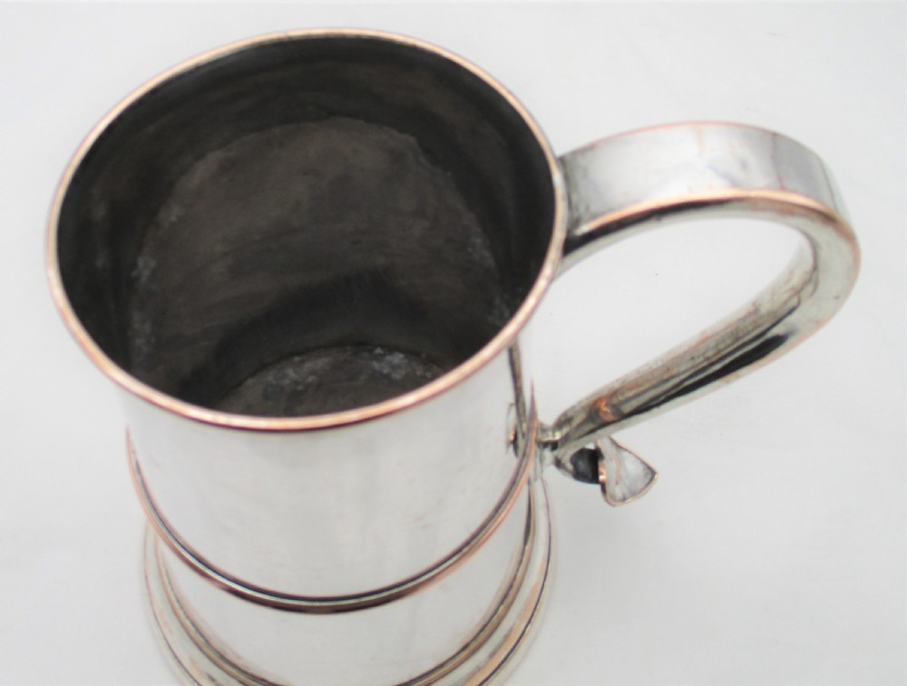 Large Old Sheffield Plated Quart Tankard c1800 View III