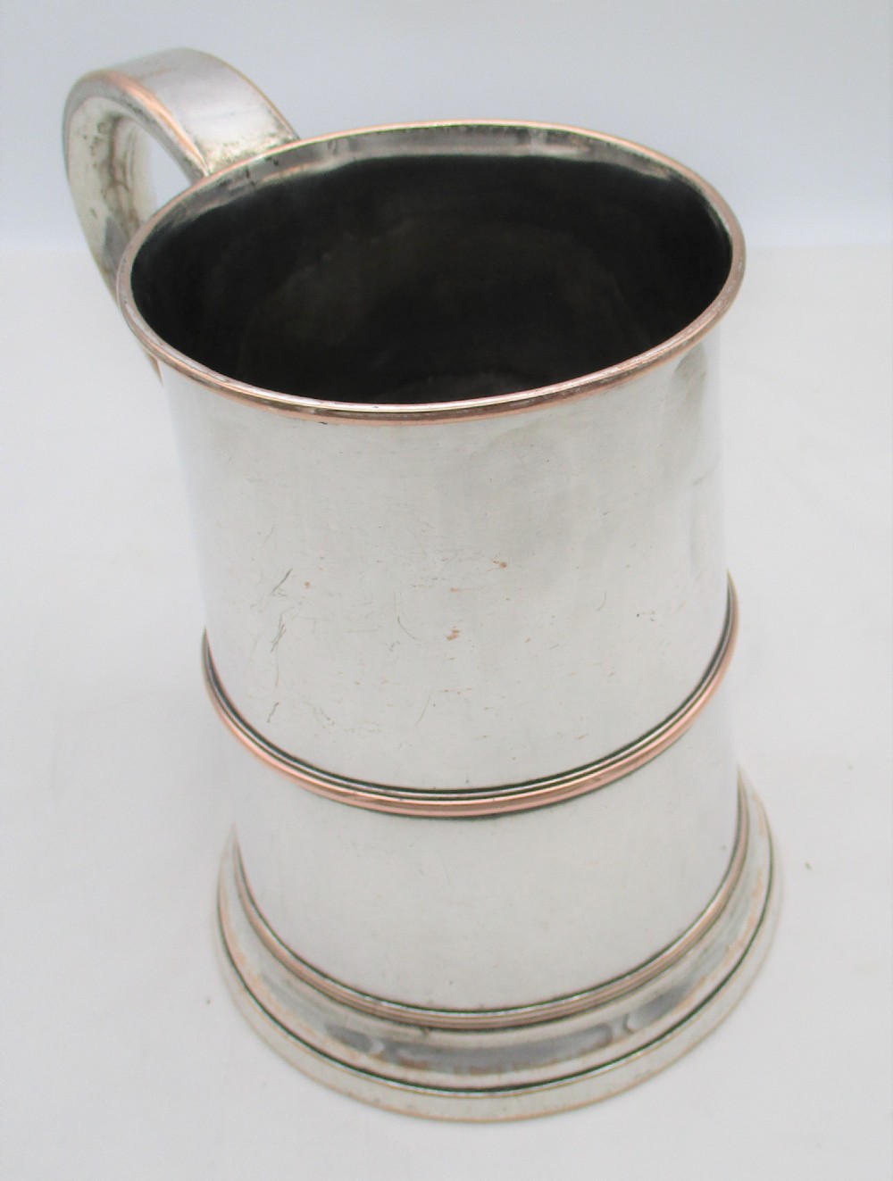 Large Old Sheffield Plated Quart Tankard c1800 View IV