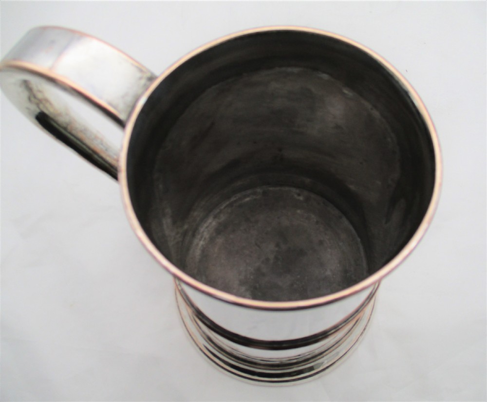 Large Old Sheffield Plated Quart Tankard c1800 View VIII