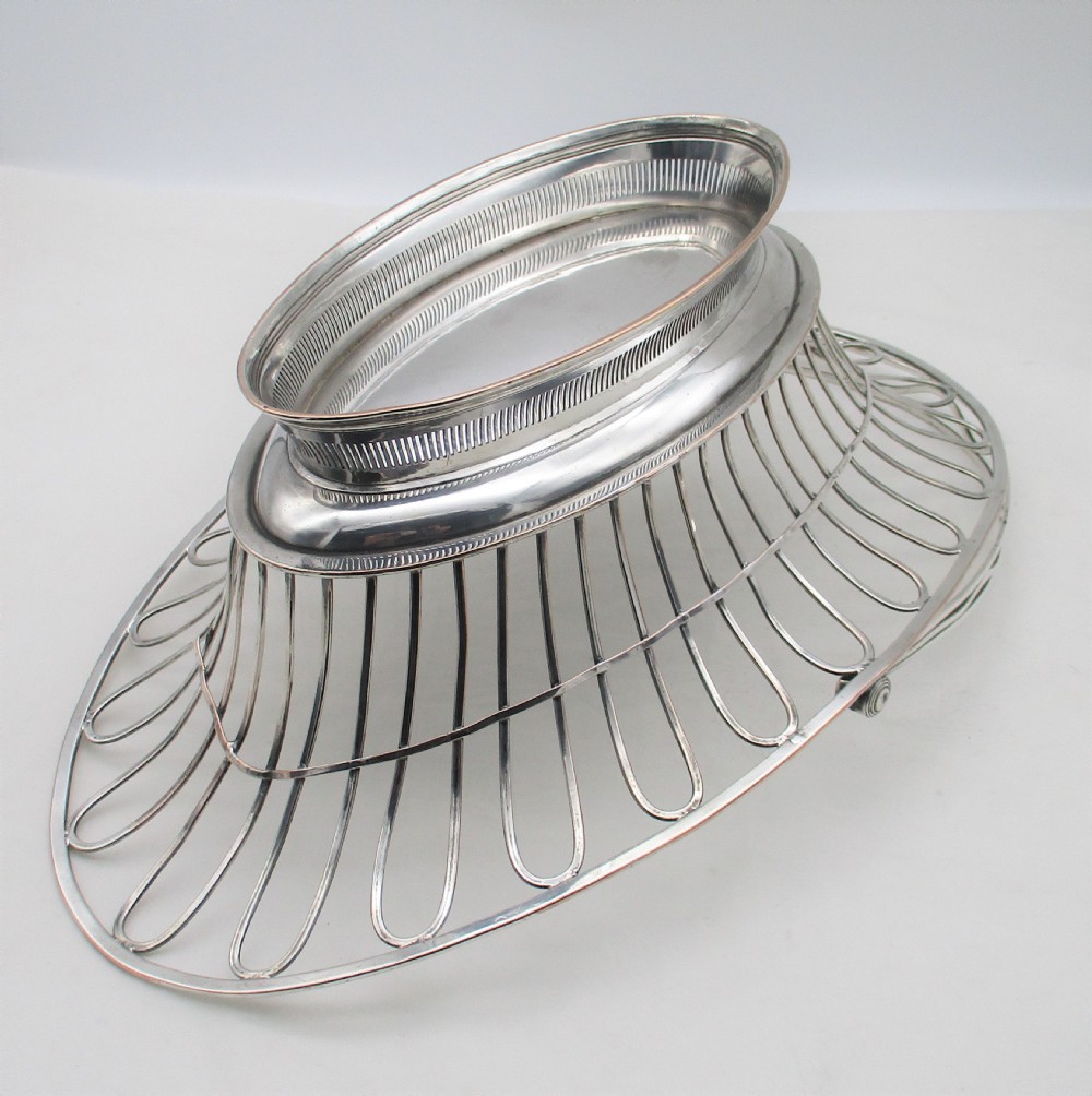 Rare Old Sheffield Plated Wirework Basket c1780 View V