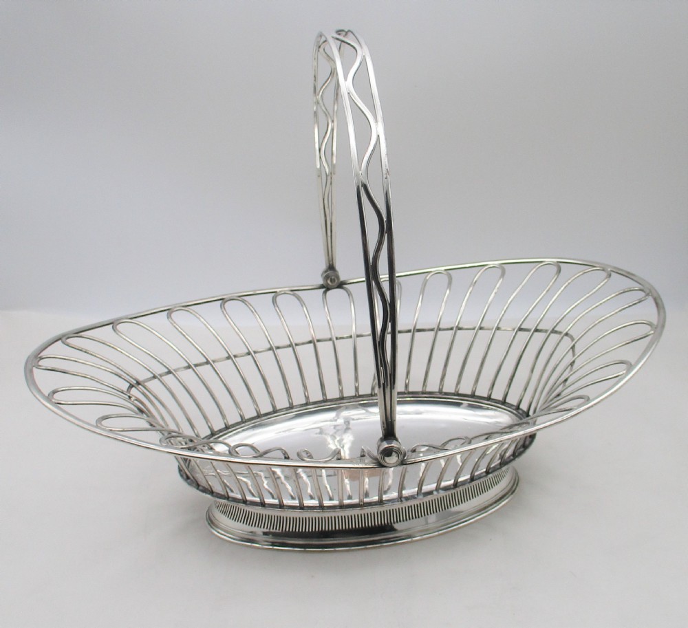 Rare Old Sheffield Plated Wirework Basket c1780 View VI