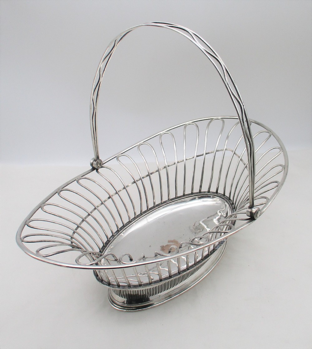 Rare Old Sheffield Plated Wirework Basket c1780 View VII