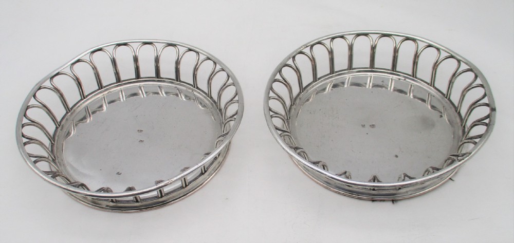 Late 18th Century French Pair of Old Sheffield Plated Wirework Coasters