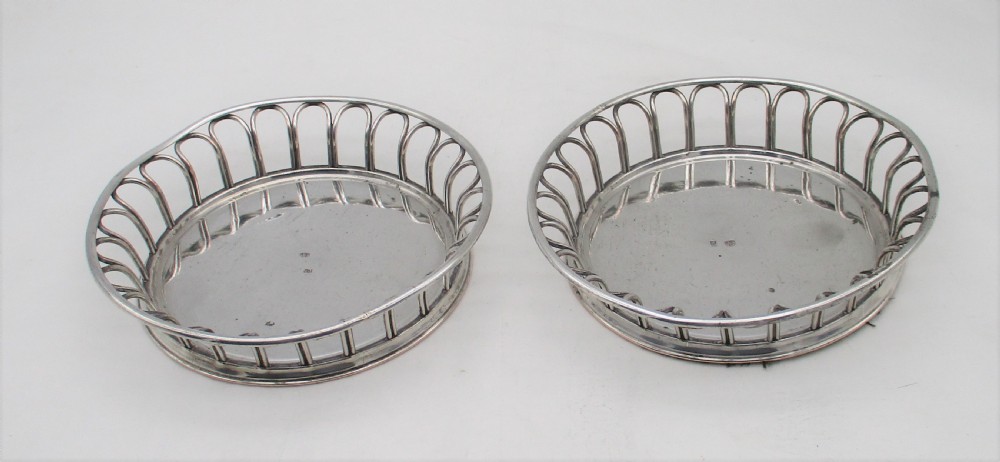 Late 18th Century French Pair of Old Sheffield Plated Wirework Coasters View II