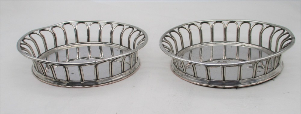 Late 18th Century French Pair of Old Sheffield Plated Wirework Coasters View III