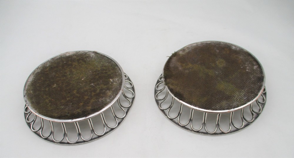 Late 18th Century French Pair of Old Sheffield Plated Wirework Coasters View VIII