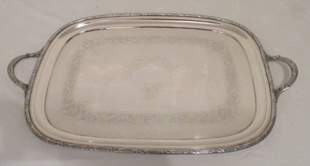 A Large Silver Plated Serving Tray c1900