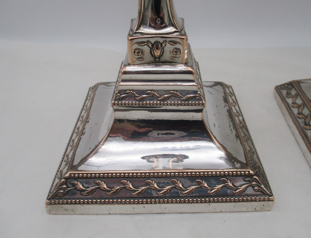 A Rare Pair of Old Sheffield Plated Candlesticks c1780 View IV