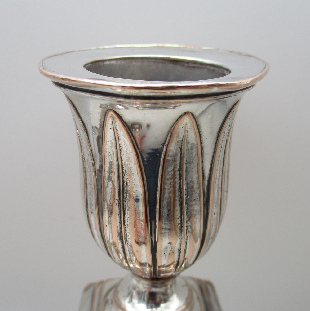 A Rare Pair of Old Sheffield Plated Candlesticks c1780 View VIII