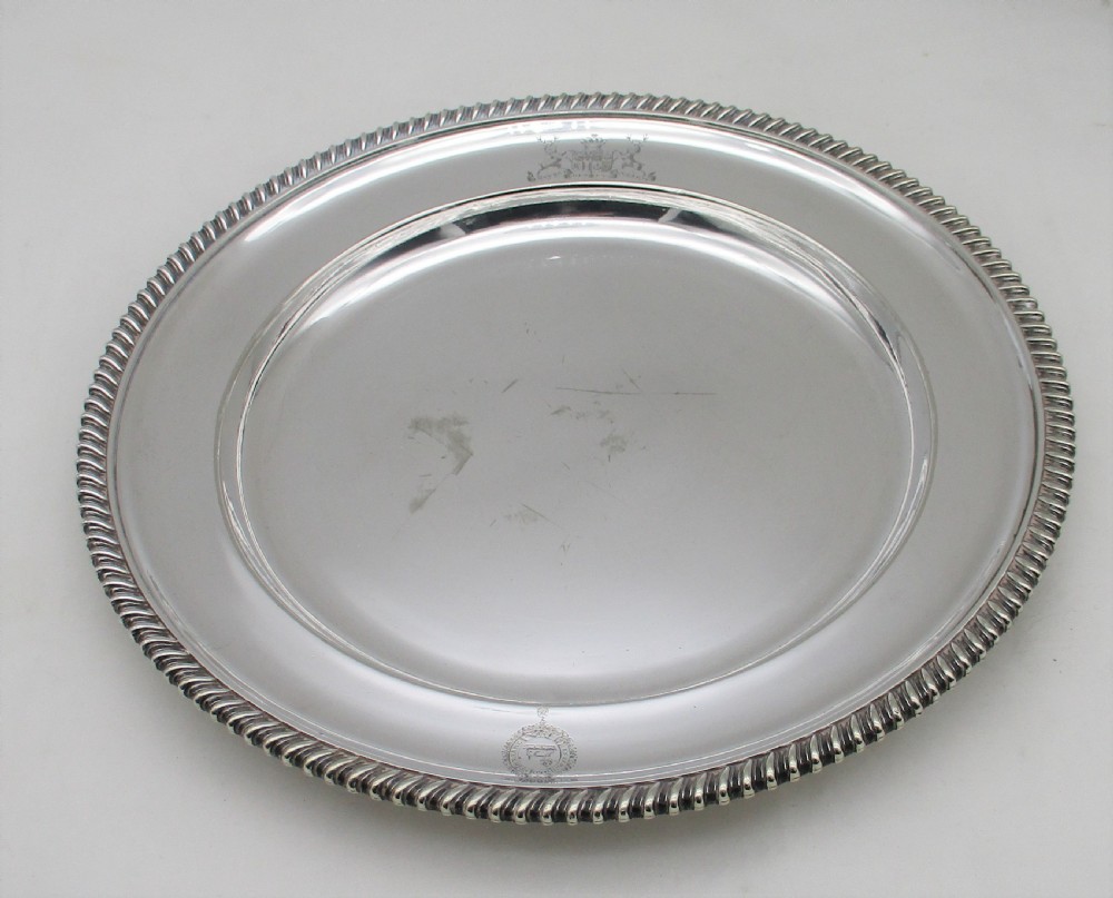 Silver Plated Armorial Dish / Plate by G Collis 