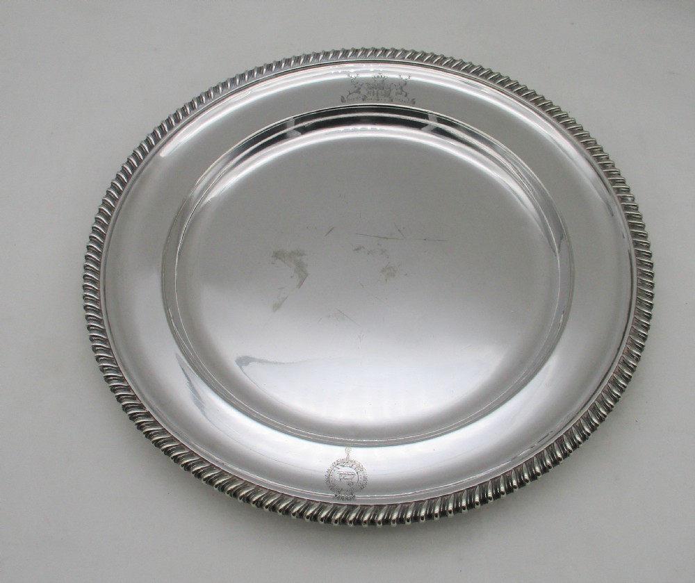 Silver Plated Armorial Dish / Plate by G Collis  View II