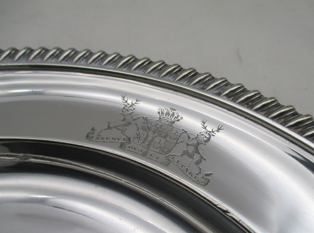 Silver Plated Armorial Dish / Plate by G Collis  View V