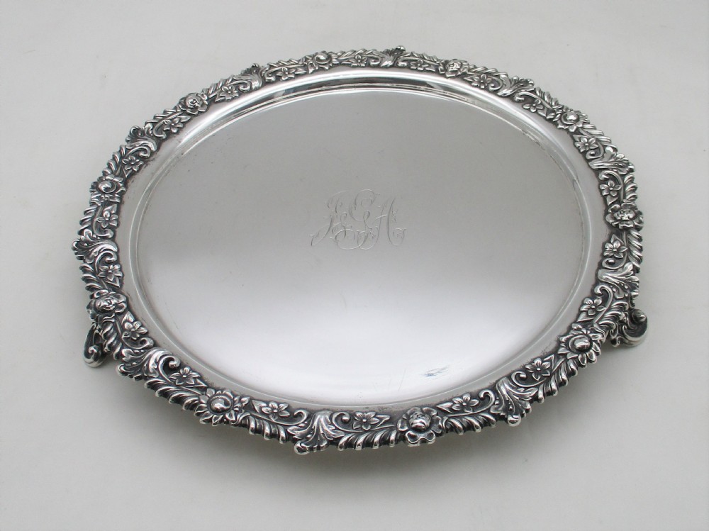 19th Century Ornate Silver Plated Cocktail Tray